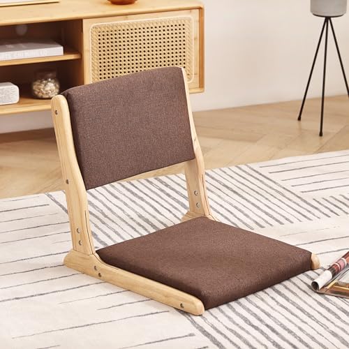 Foldable Floor Chair with Cushion, Wood Grey G64930