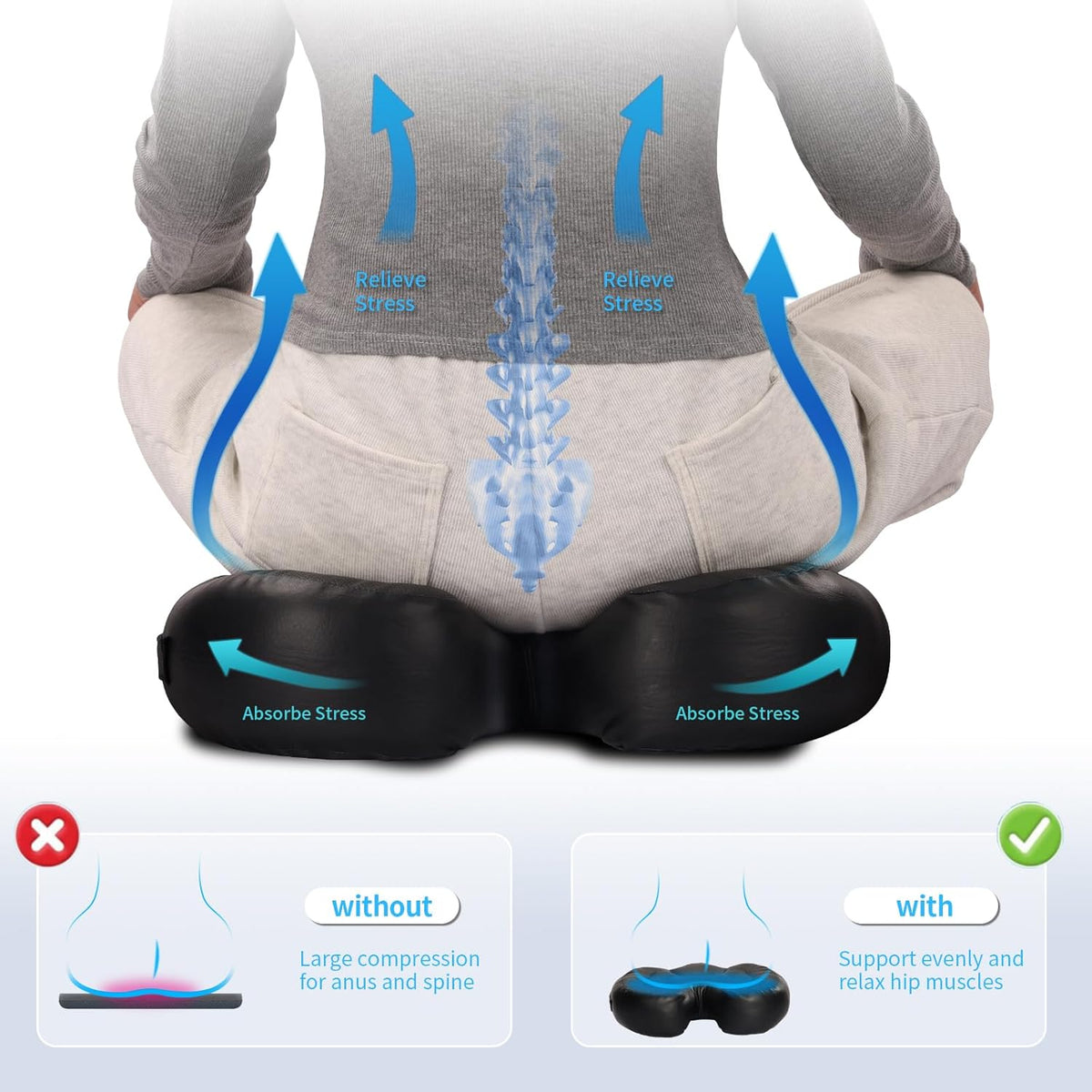 Firm Support Leather Seat Cushion for Sciatica V98342