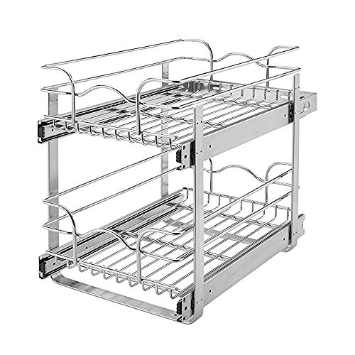 12 in. W x 18 in. D Chrome 2-Tier Wire Basket A50684