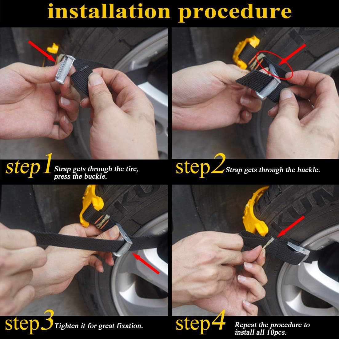 10 Pcs Car Tire Chains for Snow Ice Mud Z1509