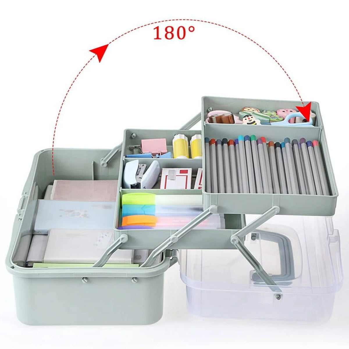 3-Layer Plastic Storage Box with Adjustable Spacers L57233