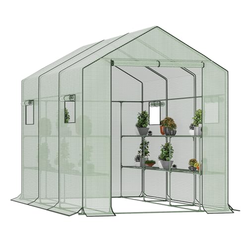 56x28x76 inch Waterproof Portable Walk-in Greenhouse with Roll-Up Zipper and Shelves L47151