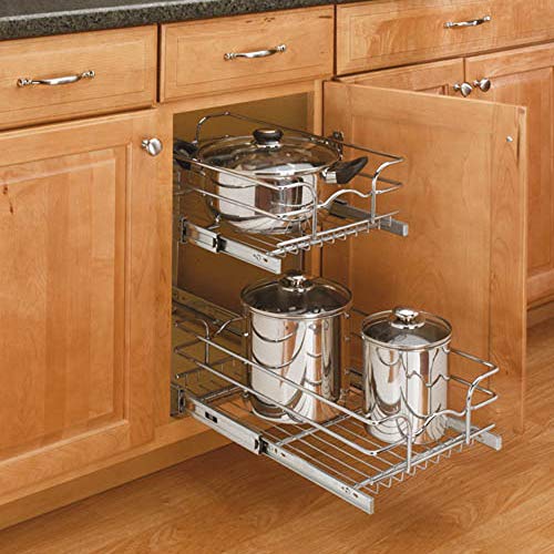 12 in. W x 18 in. D Chrome 2-Tier Wire Basket A50684