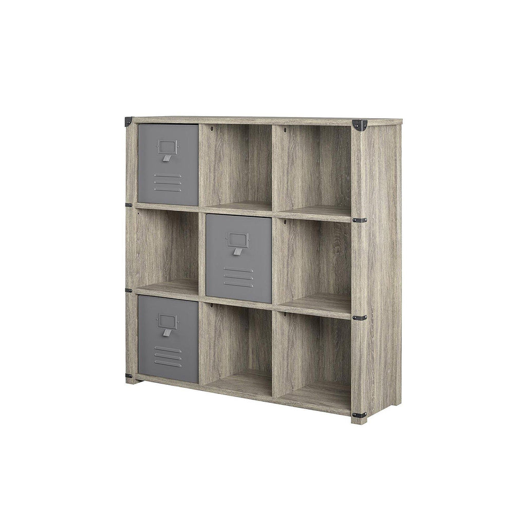9 Cube Grey Oak Storage Bookcase B28938