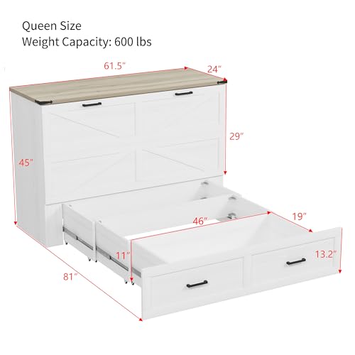 Full-Size Foldable Wall Bed with Storage Drawer O702