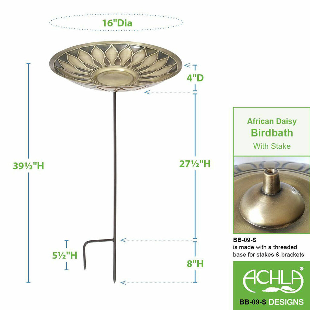 Brass Birdbath with Stake R70412