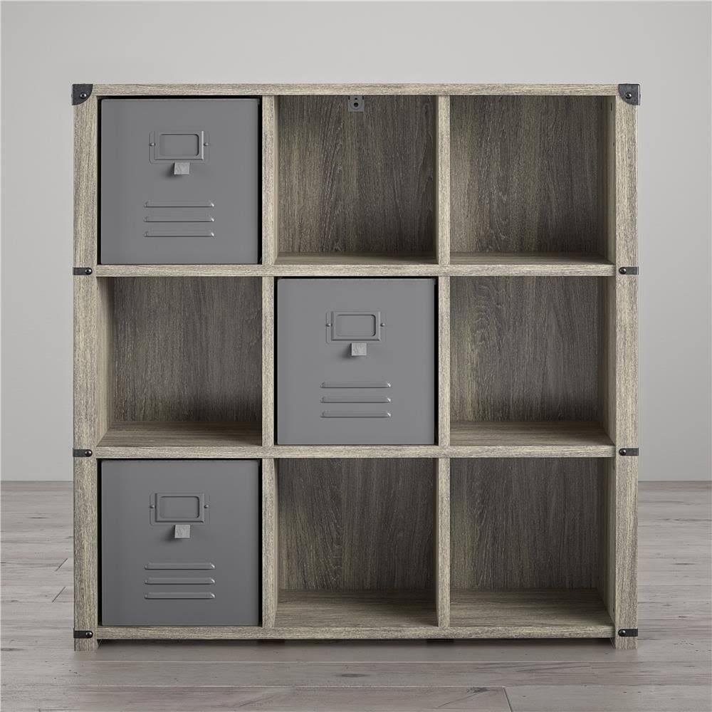 9 Cube Grey Oak Storage Bookcase B28938