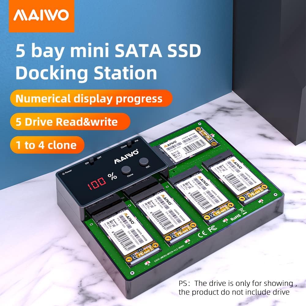 5 Bay M.2 mSATA Docking Station USB 3.0 Duplicator N335