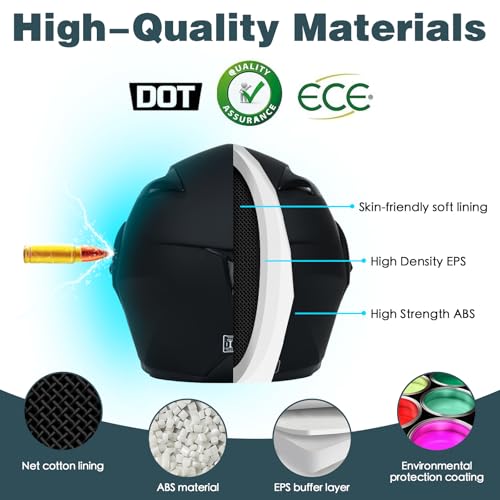 Motorcycle Bluetooth Modular Helmet, DOT Approved Flip Up Full Face Dual Visor Helmet, with Dual Speakers and Microphone Y162335