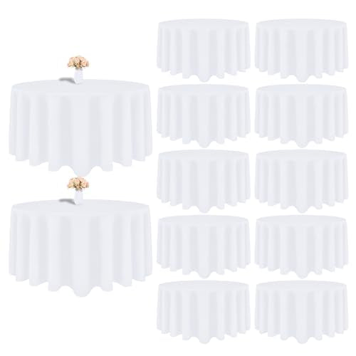 12 Pack White 120 Inch Round Polyester Tablecloth D407916