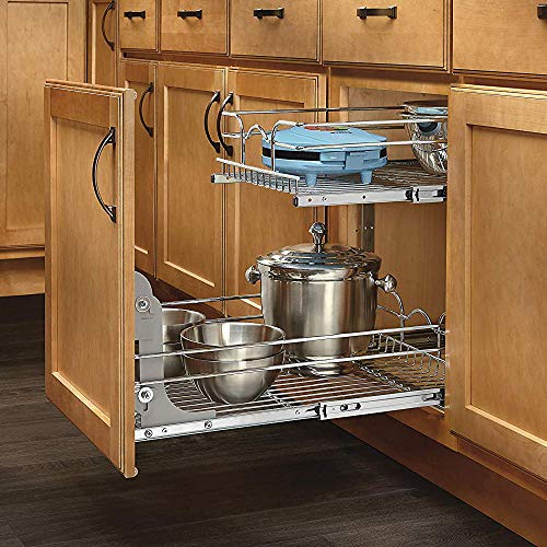 12 in. W x 18 in. D Chrome 2-Tier Wire Basket A50684