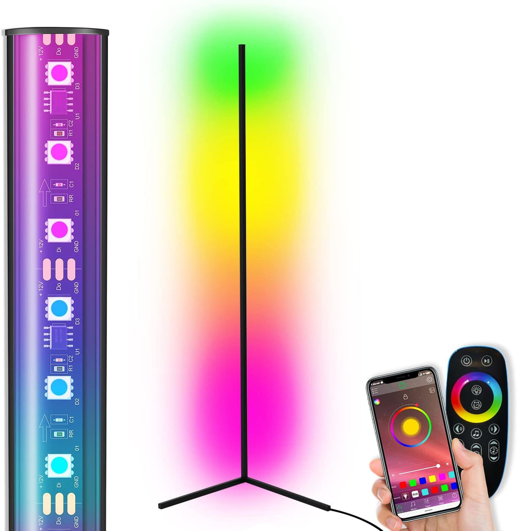 Smart Corner Floor Lamp with Transparent Lampshade, 20W Black H623682