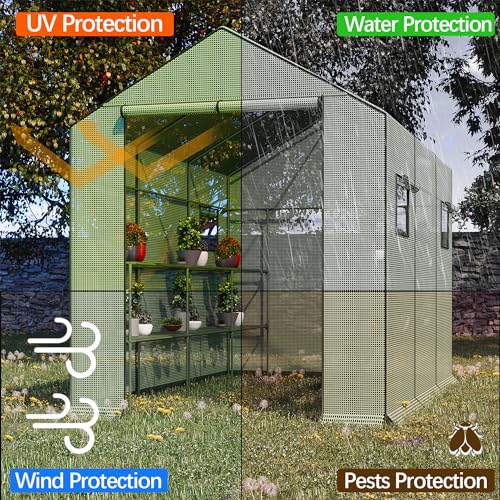 56x28x76 inch Waterproof Portable Walk-in Greenhouse with Roll-Up Zipper and Shelves L47151