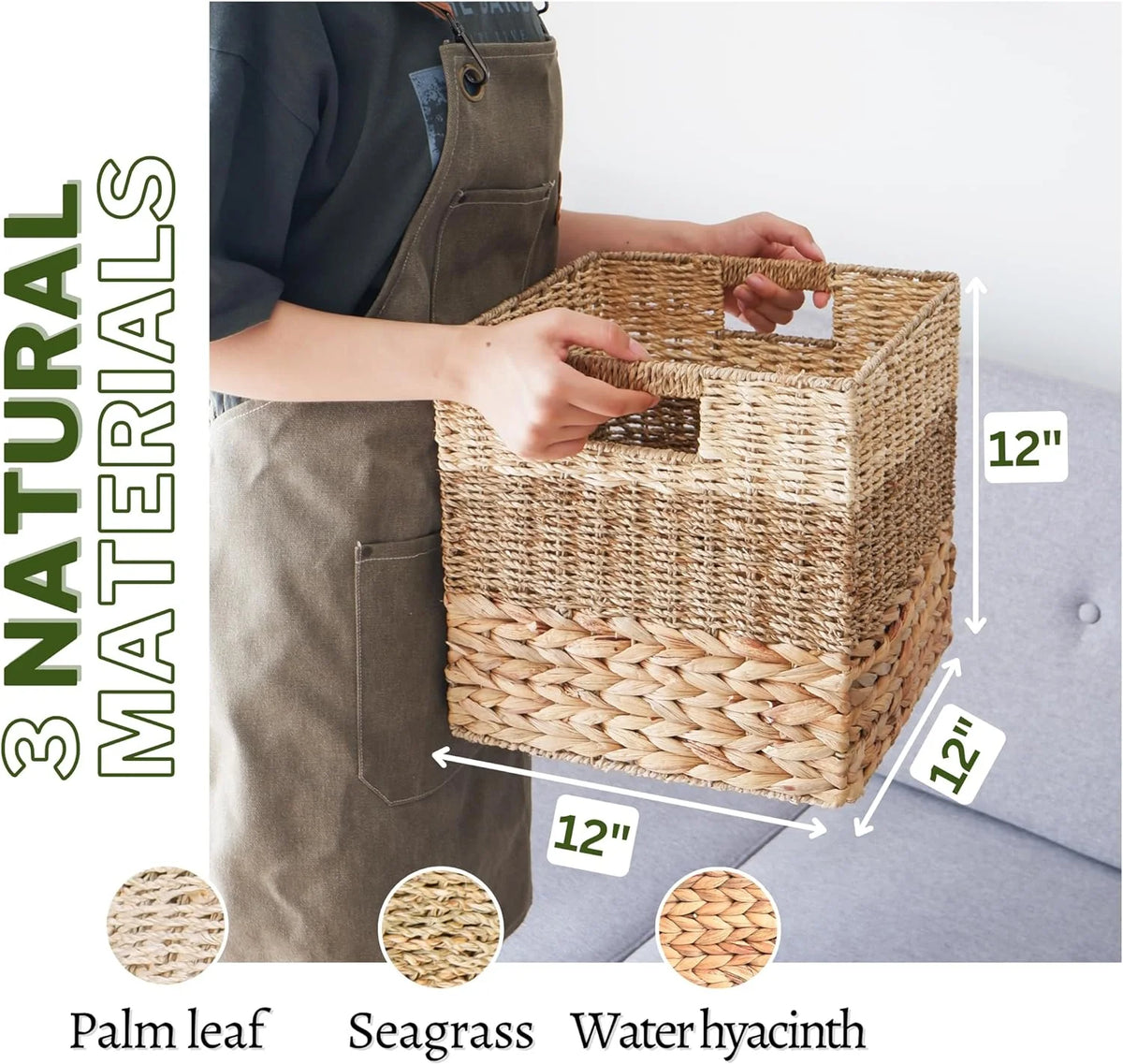 Natural Wicker Storage Cubes, Set of 4 Hyacinth Baskets T63102