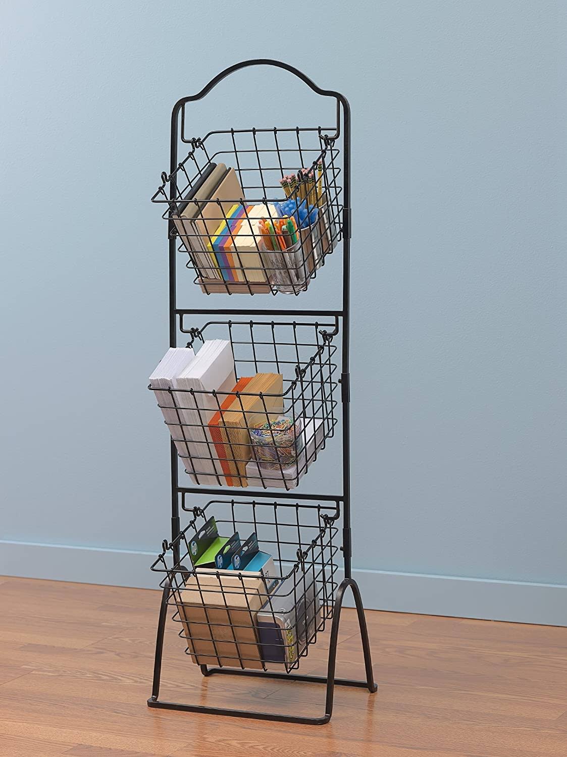 3-Tier Metal Market Basket Antique Black E5449