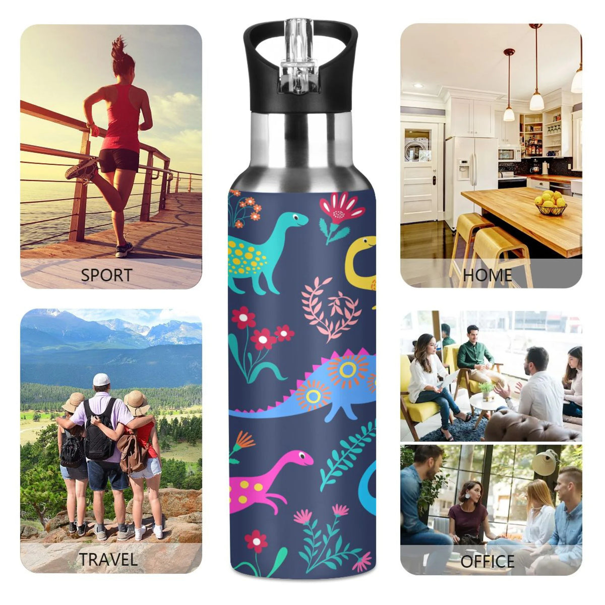Stainless Steel Water Bottle with Straw Lid 20 OZ G78808