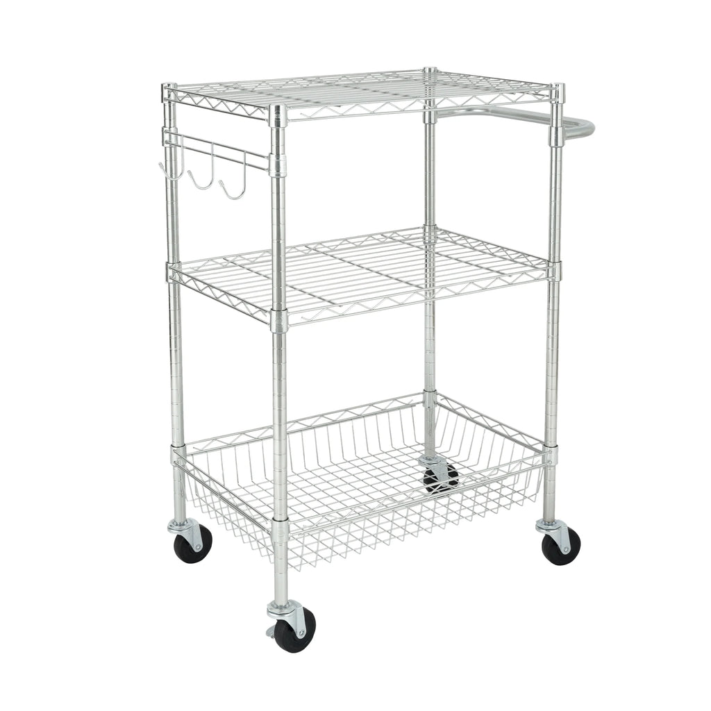 3-Tier Chrome Rolling Cart C5144