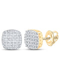 10kt Yellow Gold Mens Diamond Square Earrings 1/8 Cttw B5030
