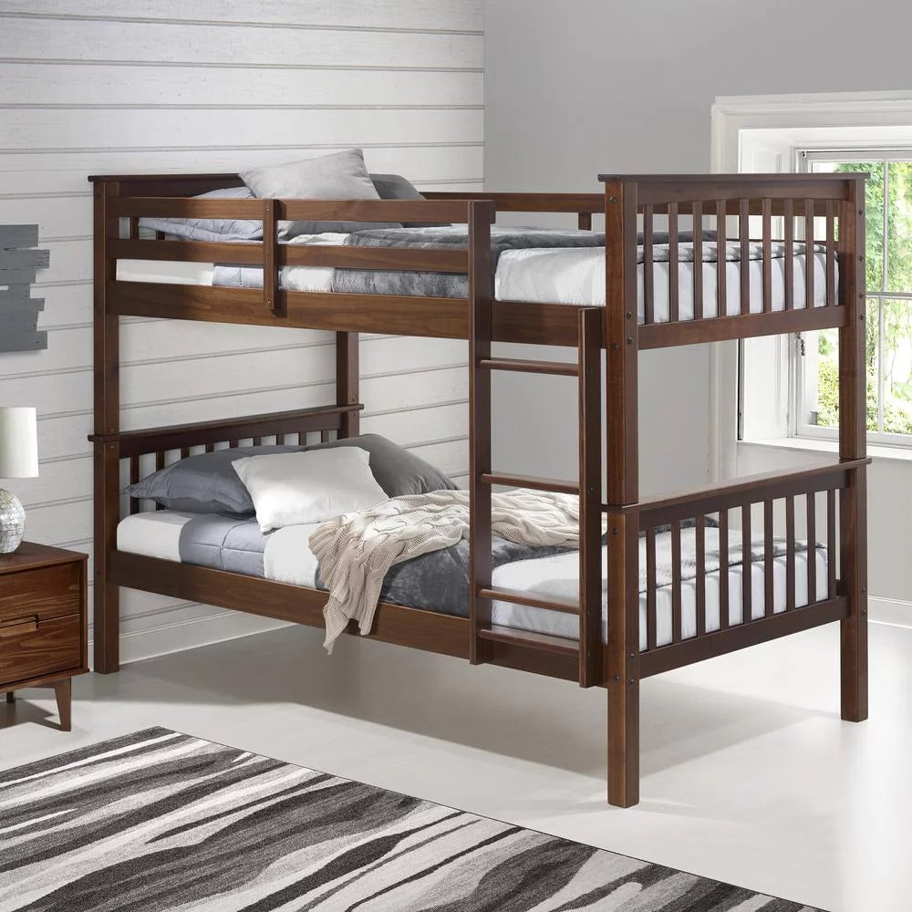 Solid Pine Wood Twin Over Twin Bunk Bed O587662