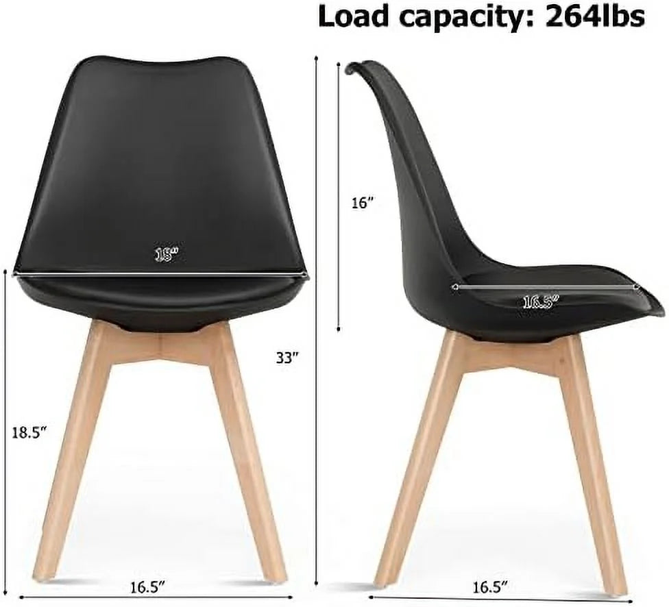 Set of 4 Upholstered Dining Chairs with Solid Wood Legs G755