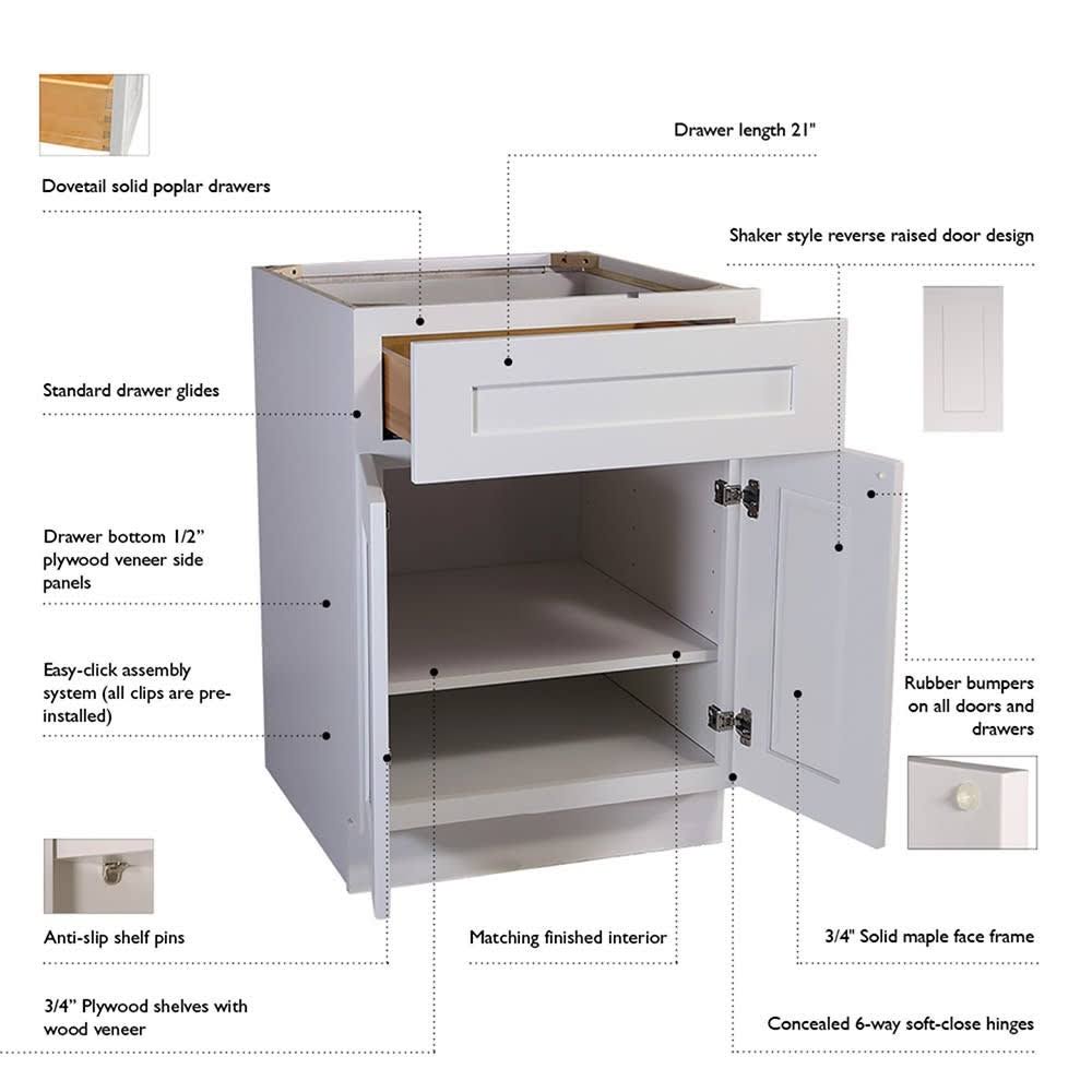 White Shaker Drawer Base Cabinet L17898