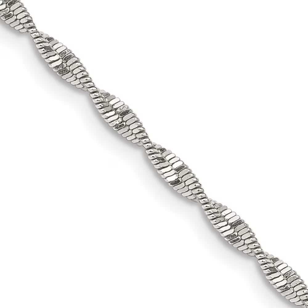 925 Sterling Silver Twisted Herringbone Necklace 24 inch S783658