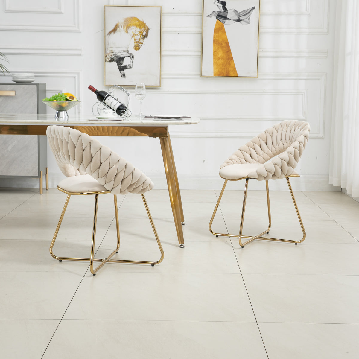 Velvet Accent Chairs Set of 2 with Gold Legs E1283
