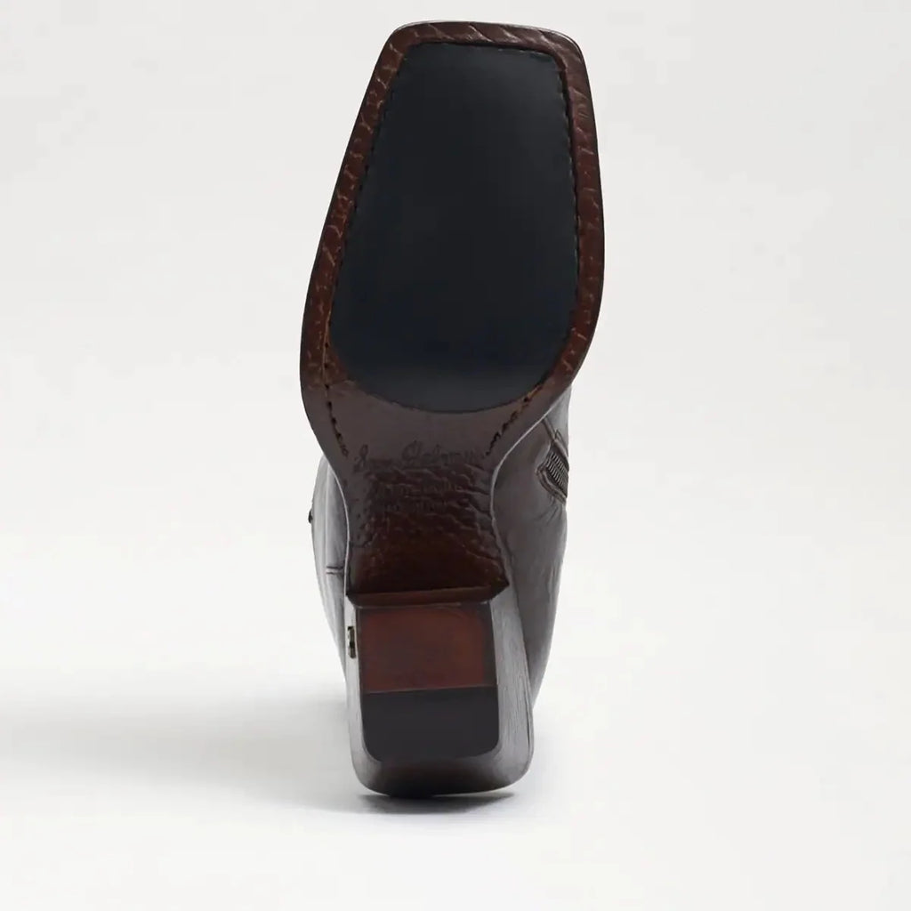 Dark Brown Washed Leather Square Toe Western Boot G125