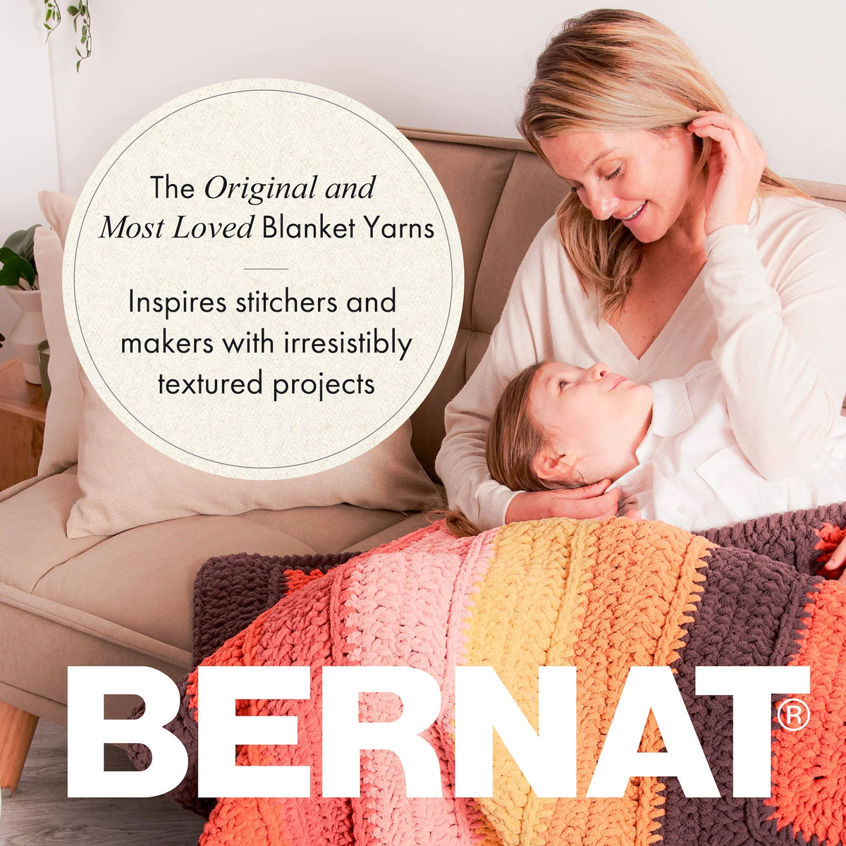 Bernat Blanket Extra Thick Jumbo Polyester Yarn, Clay, 21.2oz, 72 Yards (2 Pack) W6666