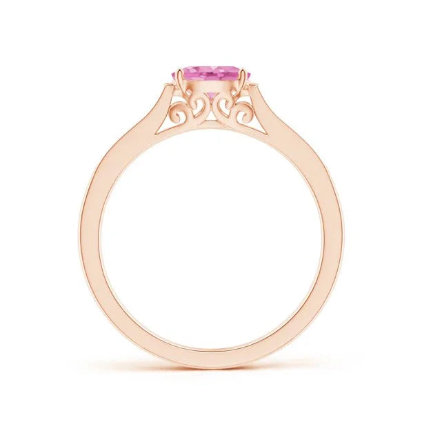14K Rose Gold Sapphire and Diamond Solitaire Ring S436