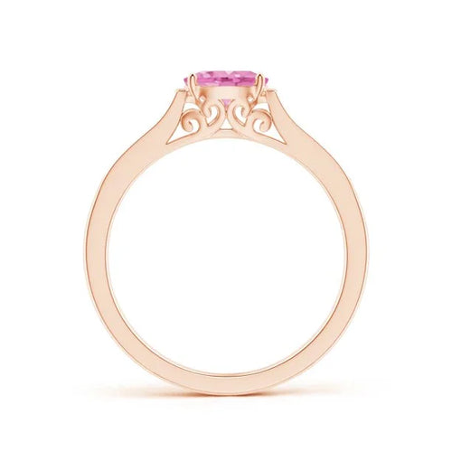 14K Rose Gold Sapphire and Diamond Solitaire Ring S436