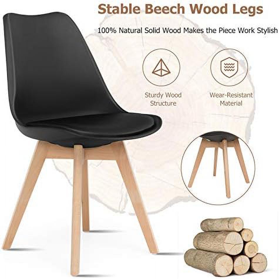 Set of 4 Upholstered Dining Chairs with Solid Wood Legs G755