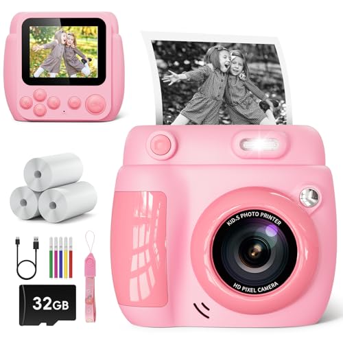 Instant Print Kids Camera with 3 Rolls Printing Paper Green K241298
