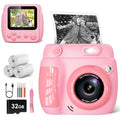Instant Print Kids Camera with 3 Rolls Printing Paper Green K241298