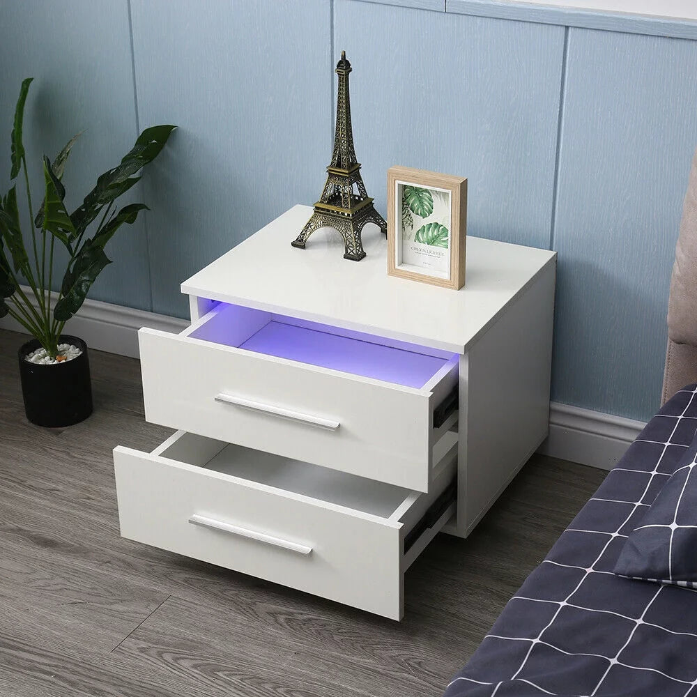 High Gloss 2 Drawer Nightstand Z848