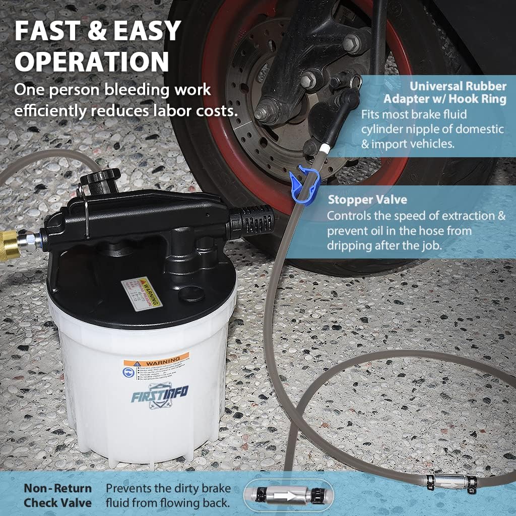 1.8 Liter Vacuum Brake Bleeder Extractor Kit with Silicone Bleeding Hose T6018