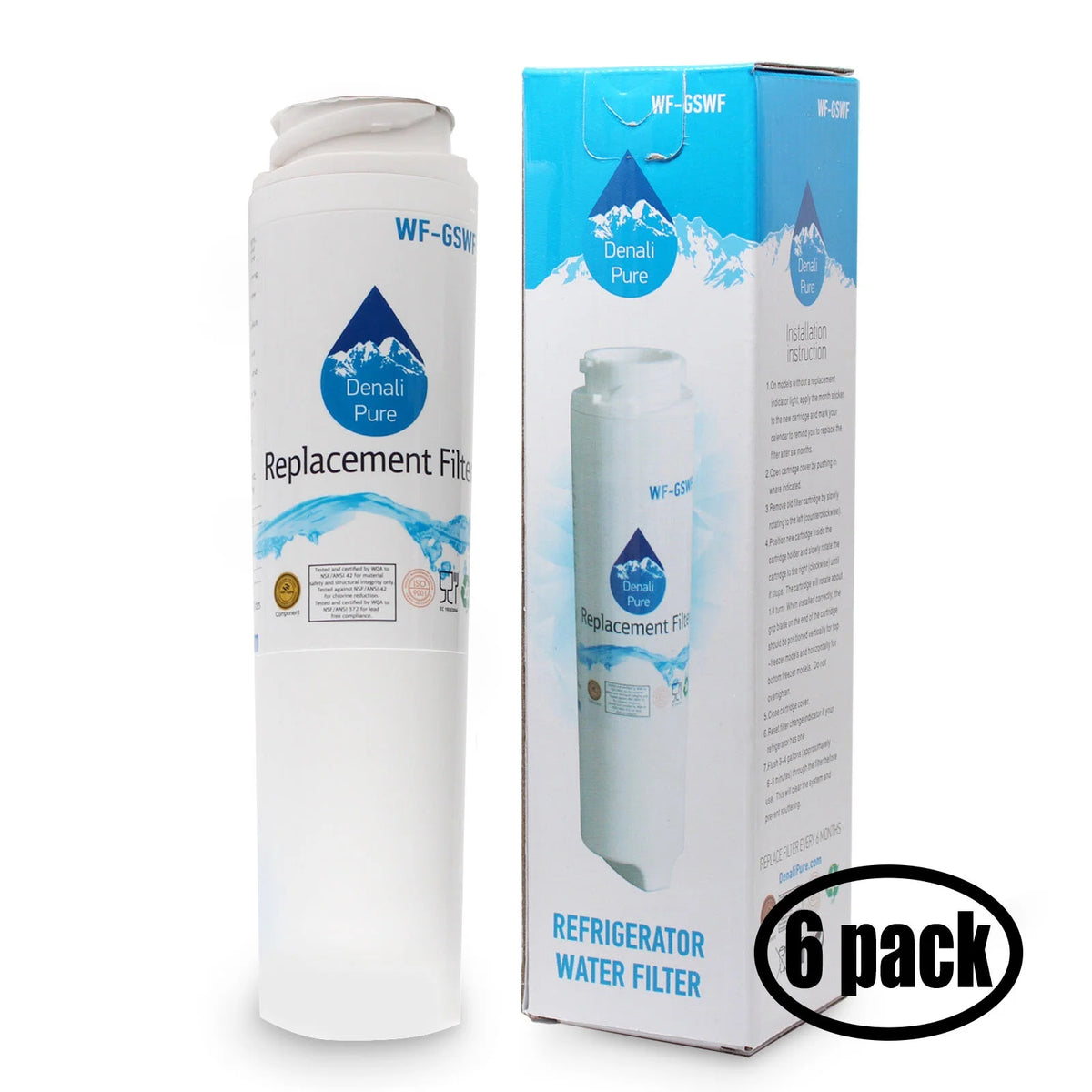6-Pack Replacement Refrigerator Water Filter Cartridge G230151