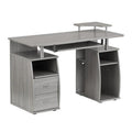 Gray Computer Workstation Desk with Storage V373