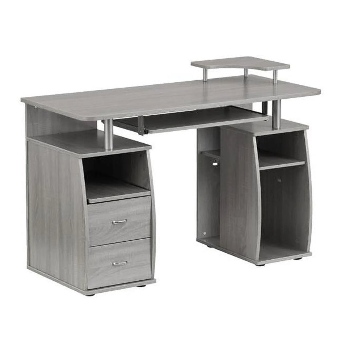 Gray Computer Workstation Desk with Storage V373