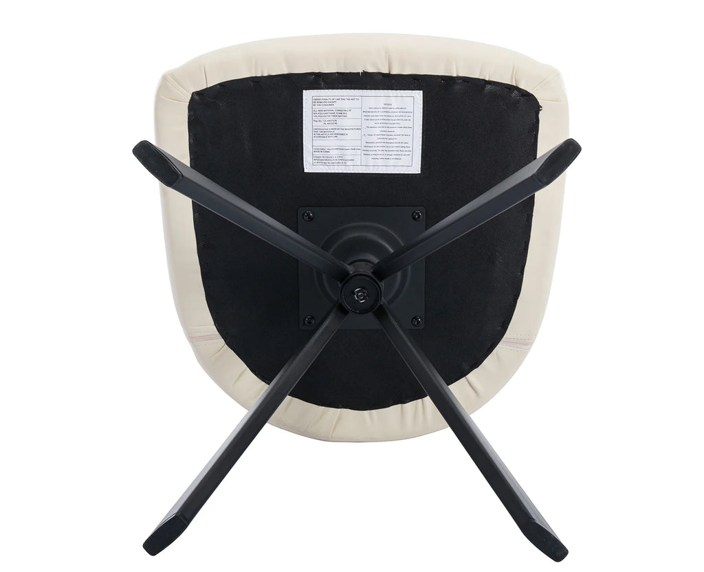 Beige PU Leather Swivel Office Chair with Black Metal Legs Q1225