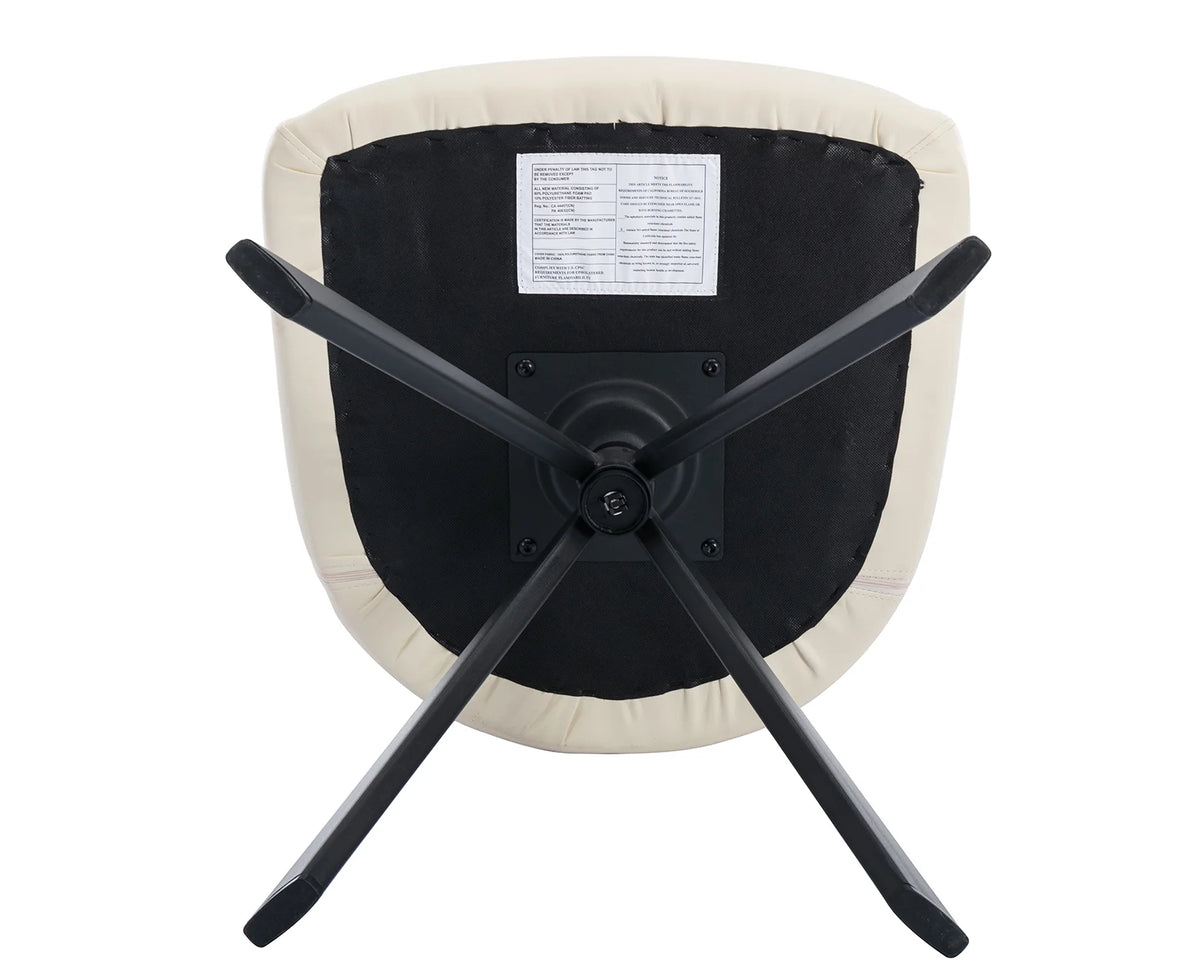 Beige PU Leather Swivel Office Chair with Black Metal Legs Q1225