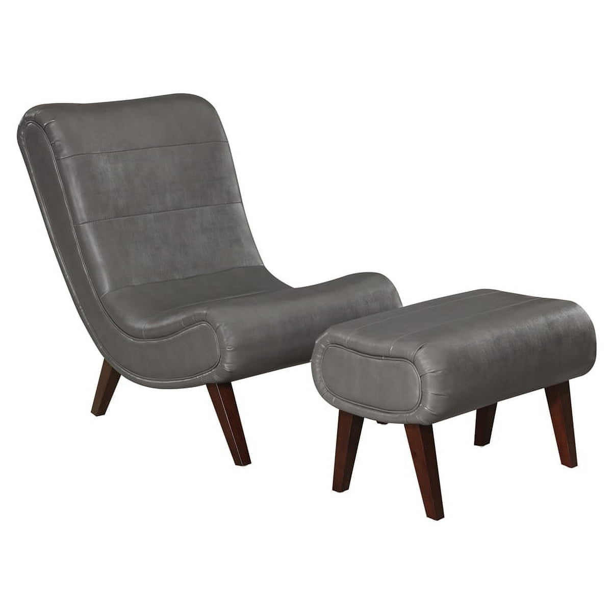 Pewter Faux Leather Lounger with Ottoman R440752