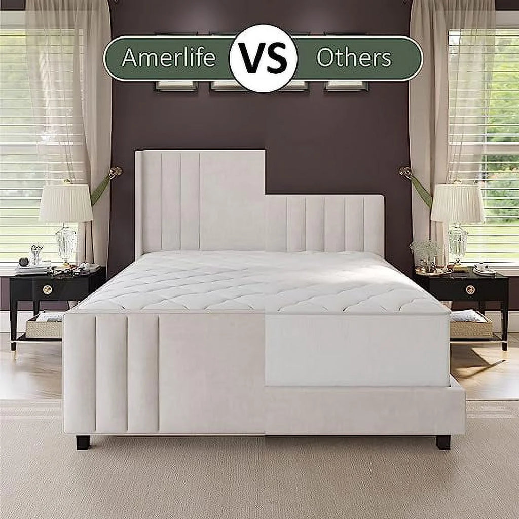 Velvet Upholstered Queen Size Bed Frame with Headboard B882