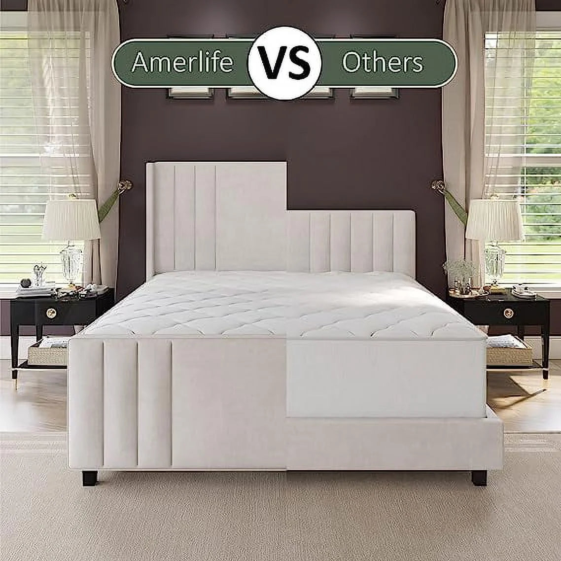 Velvet Upholstered Queen Size Bed Frame with Headboard B882