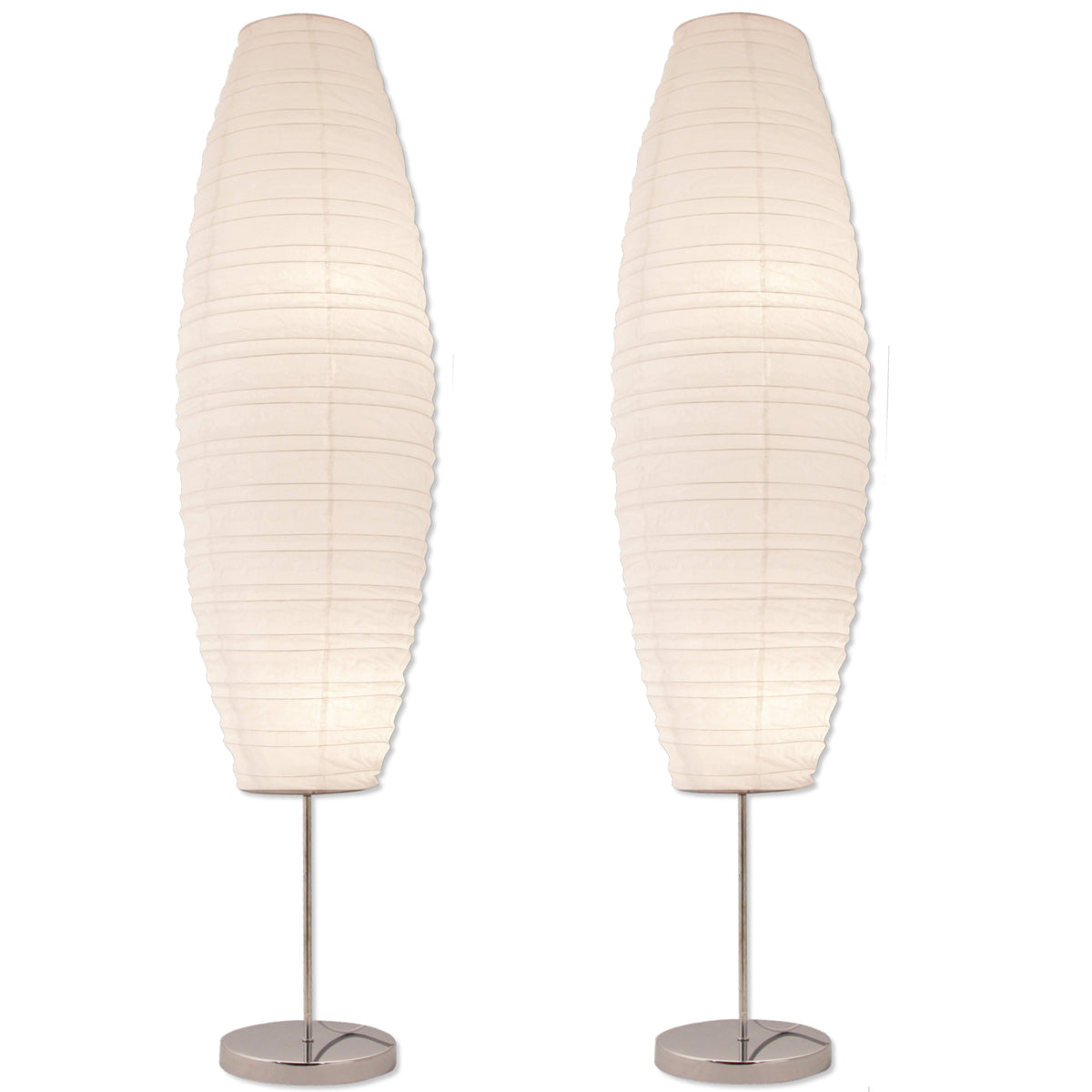 Chrome Floor Lamp Set with Paper Shades Set of 2 T215781