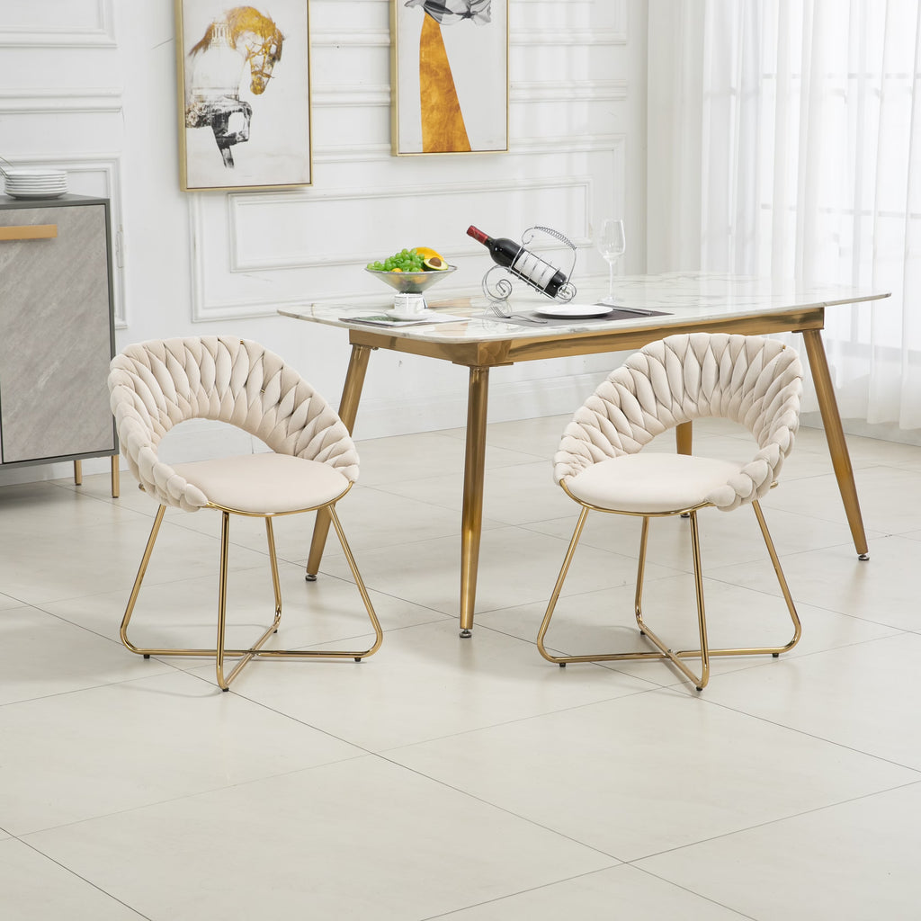 Velvet Accent Chairs Set of 2 with Gold Legs E1283