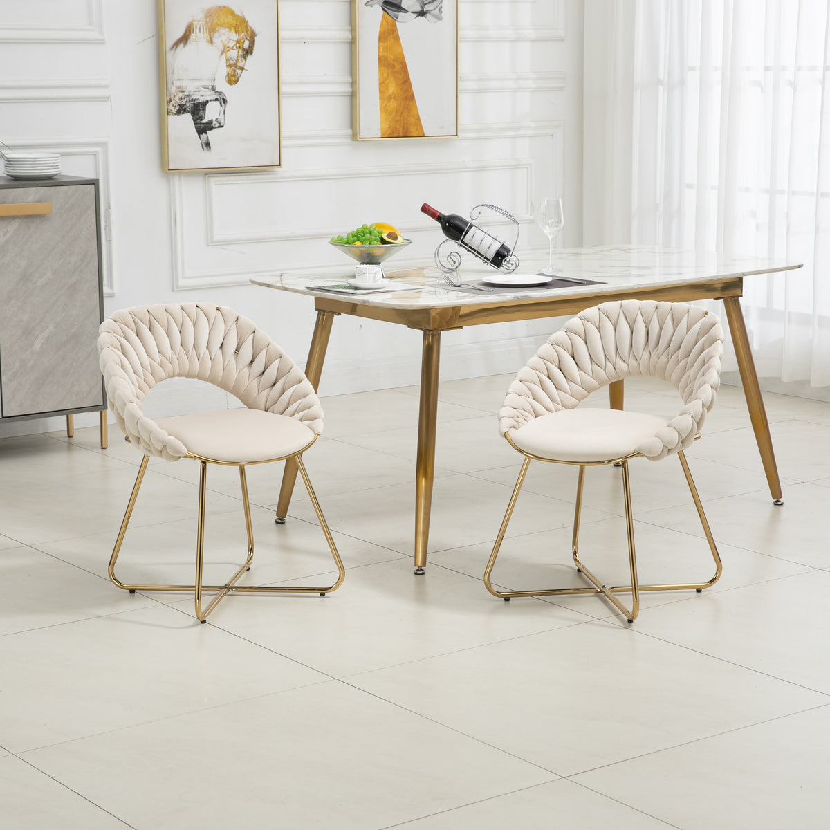 Velvet Accent Chairs Set of 2 with Gold Legs E1283