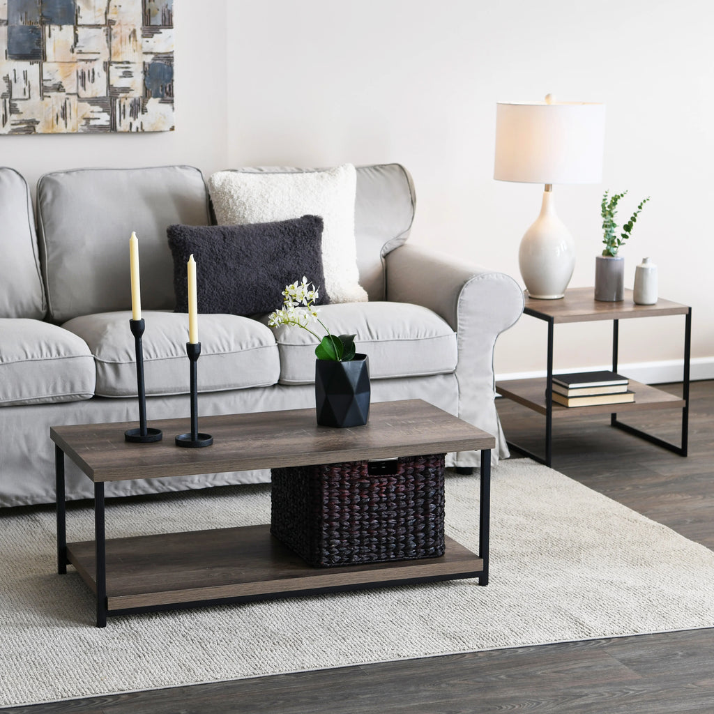 Brown Coffee Table with Storage Shelf V1695