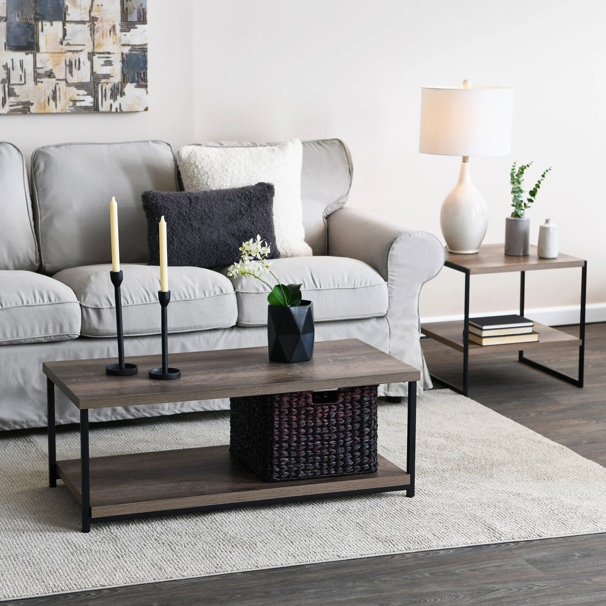 Brown Coffee Table with Storage Shelf V1695
