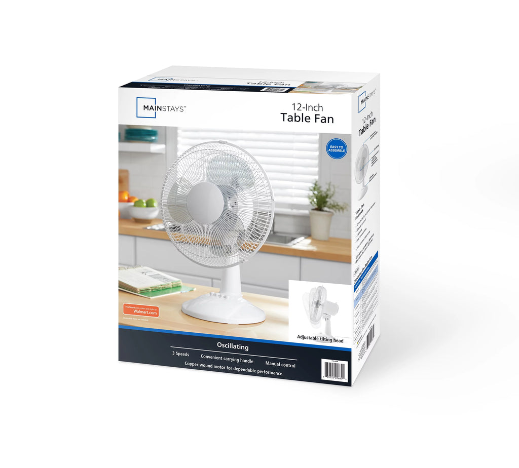 3-Speed Oscillating Table Fan White W86108